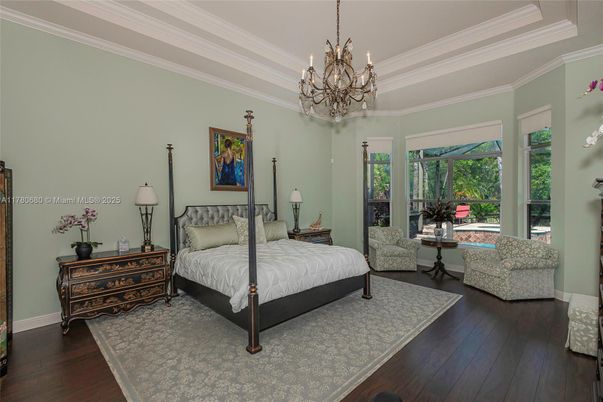 Bedroom, Chandelier, Interior, Wood Texture Flooring