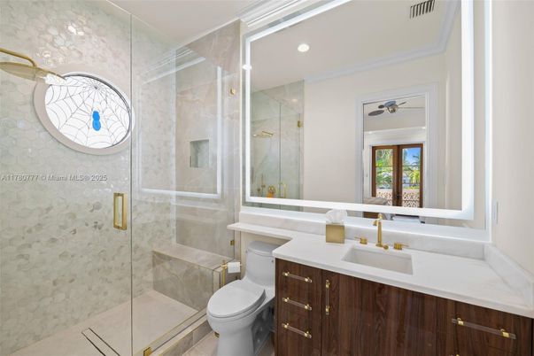 Bathroom, Glass Shower, Interior, Recessed Lighting