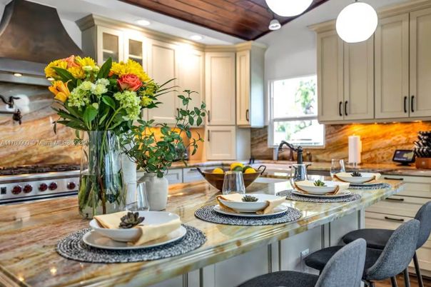Interior, Kitchen, Recessed Lighting, Stainless Steel Appliances, Wooden Ceilings
