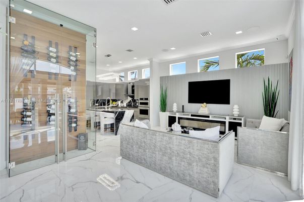 Interior, Kitchen, Living room, Marble, Pendant Lights, Recessed Lighting