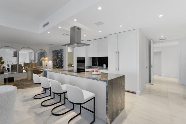 Interior, Kitchen, Marble, Recessed Lighting, Stainless Steel Appliances