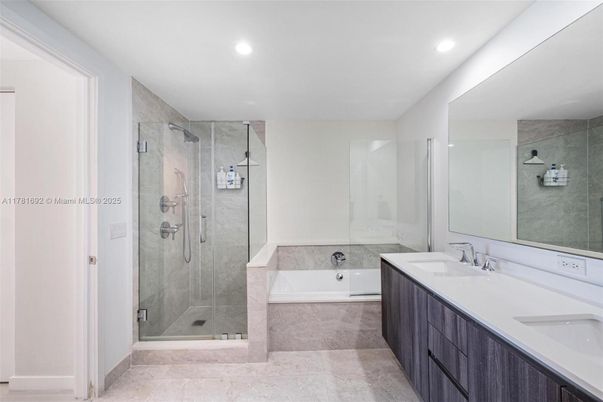 Bathroom, Dual Sink Vanities, Glass Shower, Interior, Recessed Lighting