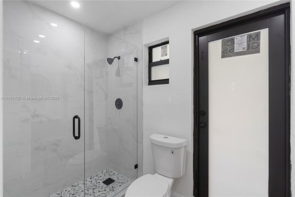 Bathroom, Glass Shower, Interior, Marble Walls, Recessed Lighting