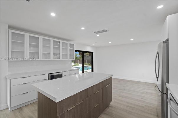 Interior, Kitchen, Recessed Lighting, Wood Texture Flooring