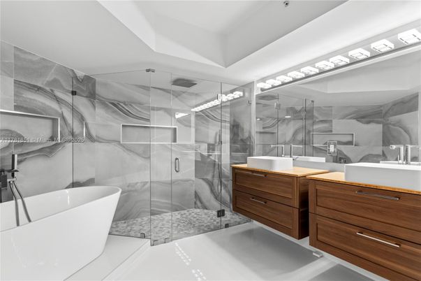 Bathroom, Dual Sink Vanities, Free Standing Baths, Glass Shower, Interior