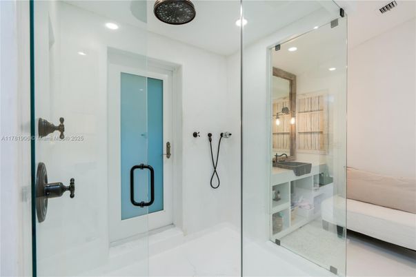 Bathroom, Glass Shower, Interior, Recessed Lighting