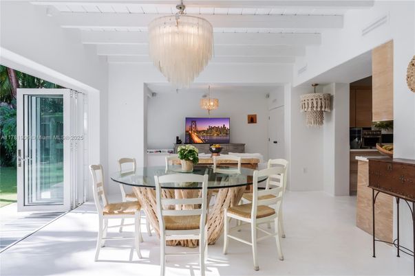 Chandelier, Dining room, Fireplace, Interior
