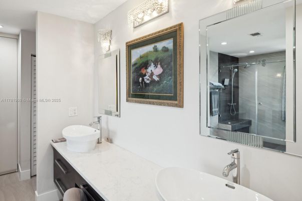 Bathroom, Dual Sink Vanities, Glass Shower, Interior, Recessed Lighting