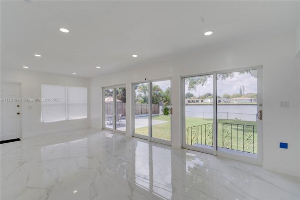 Empty room, Interior, Marble, Recessed Lighting, Water