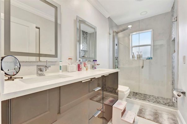 Bathroom, Glass Shower, Interior, Recessed Lighting
