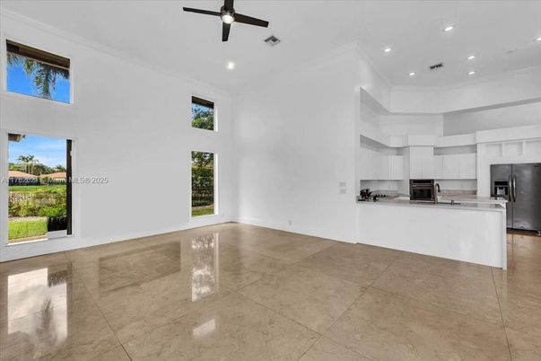 Empty room, Interior, Kitchen, Recessed Lighting, Stainless Steel Appliances