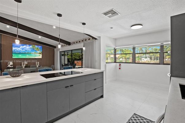 Dining room, Interior, Marble, Pendant Lights, Recessed Lighting