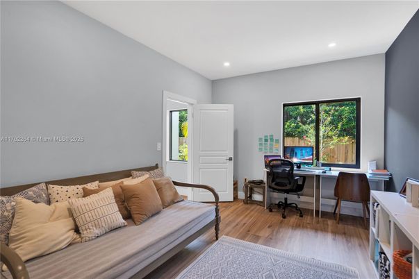 Home Office, Interior, Recessed Lighting, Wood Texture Flooring