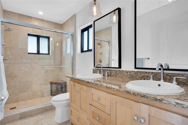 Bathroom, Dual Sink Vanities, Glass Shower, Interior, Recessed Lighting