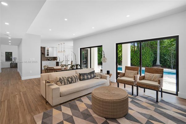 Dining room, Interior, Kitchen, Living room, Pendant Lights, Recessed Lighting, Wood Texture Flooring