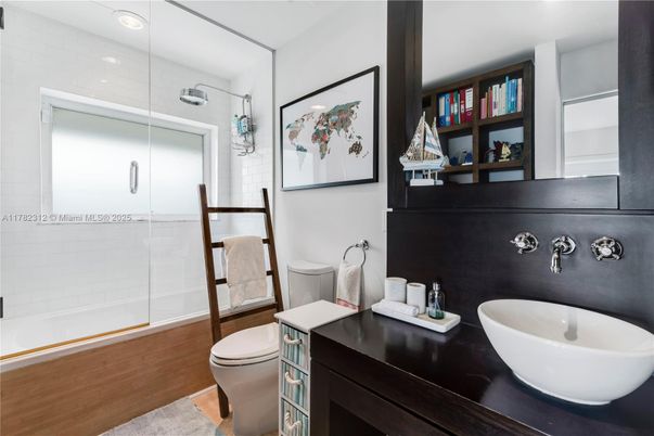Bathroom, Interior, Recessed Lighting, Wood Texture Flooring