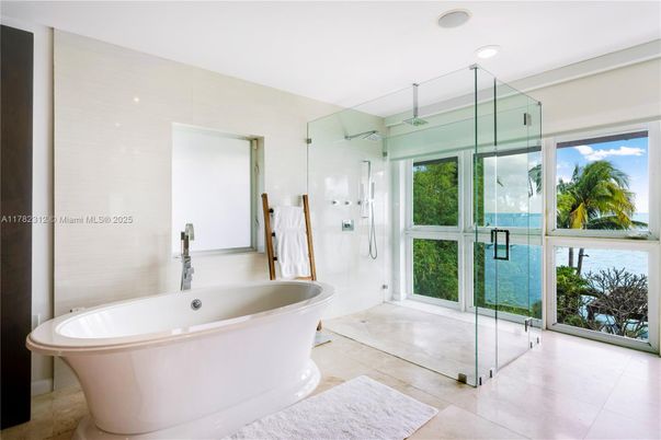 Bathroom, Free Standing Baths, Glass Shower, Interior, Recessed Lighting