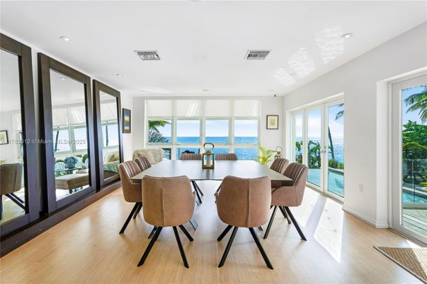 Dining room, Interior, Recessed Lighting, Water, Wood Texture Flooring