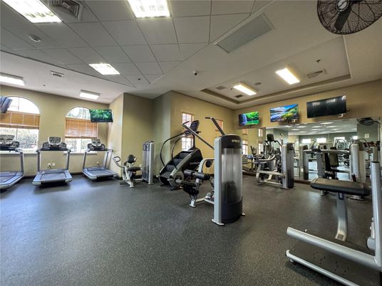 Fitness Equipment, Gym, Interior, Recessed Lighting