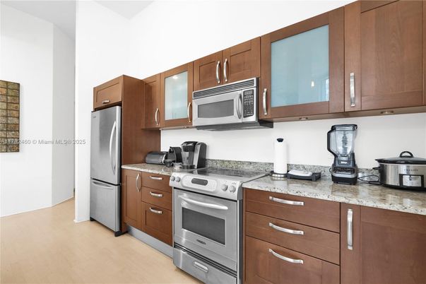 Interior, Kitchen, Stainless Steel Appliances, Wood Texture Flooring