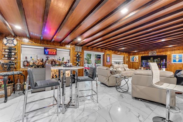 Interior, Living room, Marble, Recessed Lighting, Wooden Beams, Wooden Ceilings, Wooden Walls
