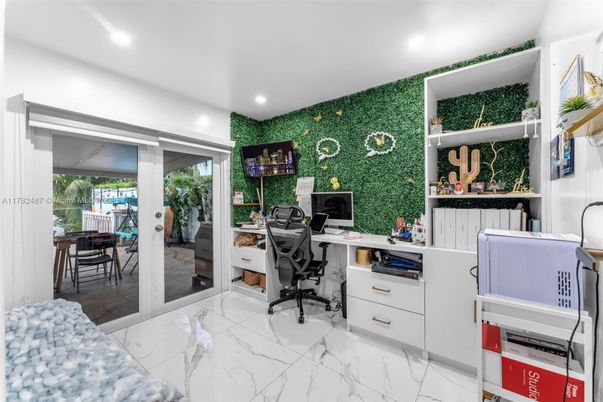 Home Office, Interior, Marble, Recessed Lighting