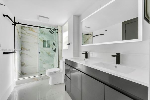 Bathroom, Glass Shower, Interior, Marble Walls