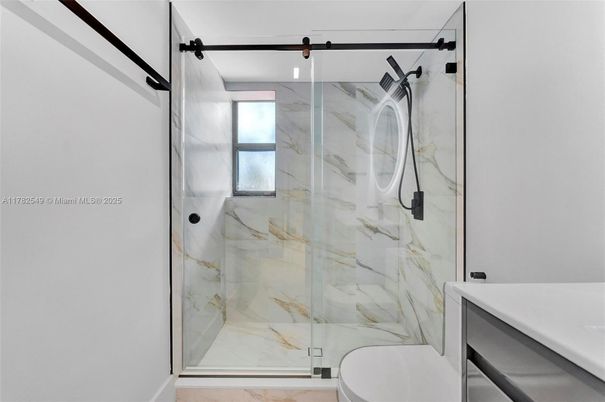 Bathroom, Glass Shower, Interior, Marble Walls