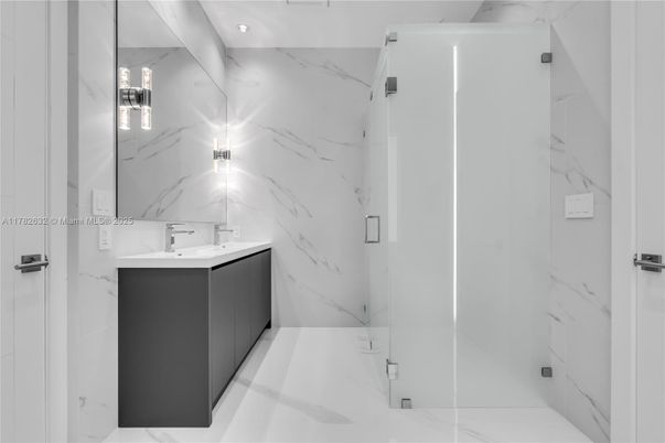 Bathroom, Glass Shower, Interior, Marble Walls