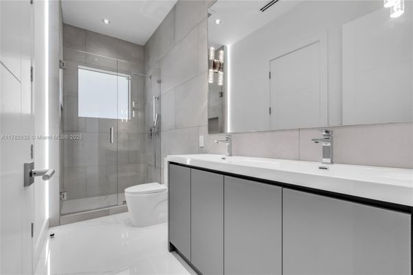 Bathroom, Glass Shower, Interior, Recessed Lighting