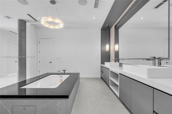 Bathroom, Dual Sink Vanities, Interior, Pendant Lights, Recessed Lighting
