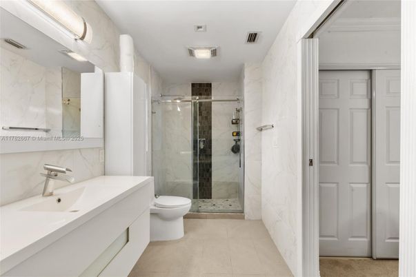 Bathroom, Glass Shower, Interior, Marble Walls