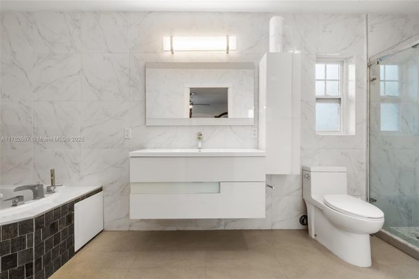 Bathroom, Glass Shower, Interior, Marble Walls