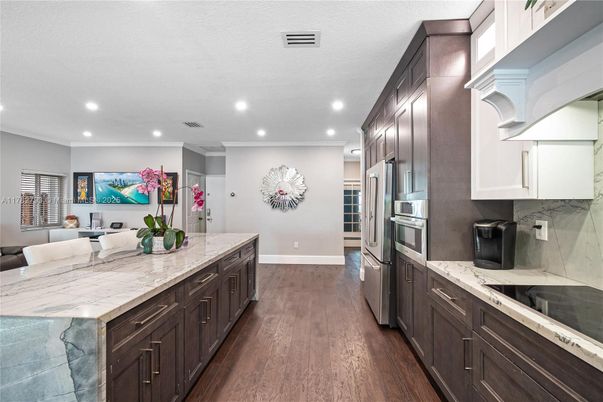 Interior, Kitchen, Recessed Lighting, Wood Texture Flooring