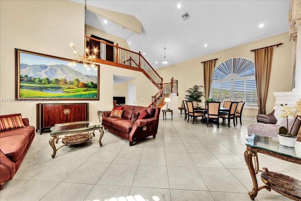 Dining room, Fireplace, Interior, Living room, Pendant Lights, Recessed Lighting