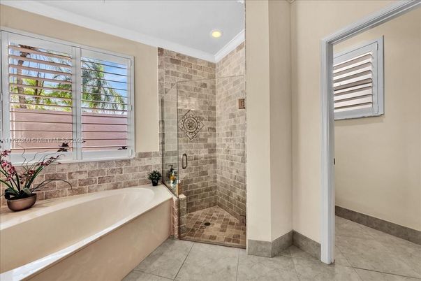 Bathroom, Interior, Recessed Lighting, Stone Walls