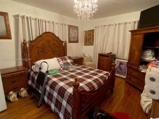 Bedroom, Chandelier, Interior, Wood Texture Flooring