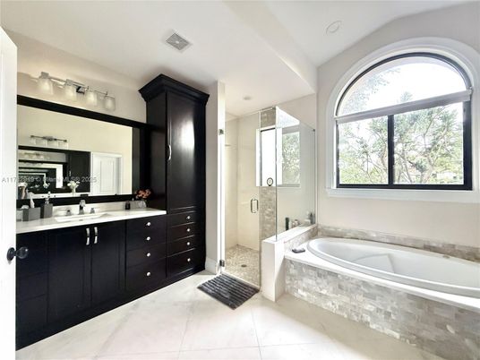 Bathroom, Dual Sink Vanities, Glass Shower, Interior, Recessed Lighting