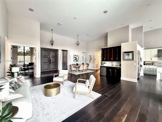 Dining room, Interior, Kitchen, Living room, Pendant Lights, Recessed Lighting, Wood Texture Flooring