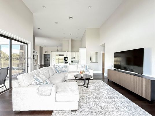Interior, Kitchen, Living room, Recessed Lighting, Stainless Steel Appliances, Wood Texture Flooring