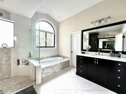 Bathroom, Dual Sink Vanities, Glass Shower, Interior, Recessed Lighting