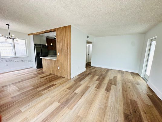 Empty room, Interior, Kitchen, Pendant Lights, Wood Texture Flooring