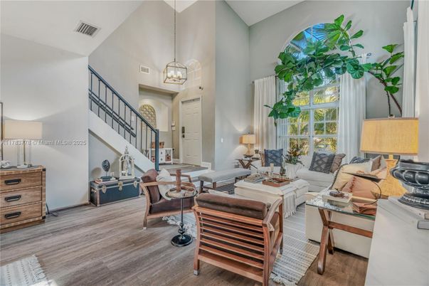 Interior, Living room, Pendant Lights, Wood Texture Flooring