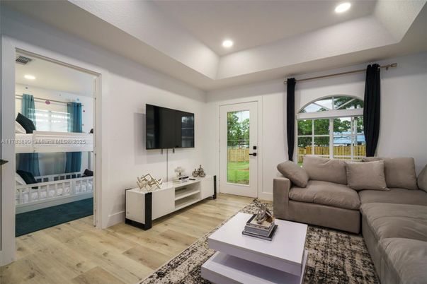 Interior, Living room, Recessed Lighting, Wood Texture Flooring