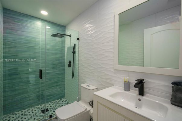 Bathroom, Glass Shower, Interior, Recessed Lighting