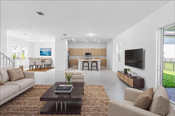 Dining room, Interior, Kitchen, Living room, Recessed Lighting