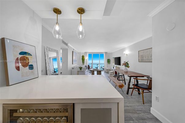 Dining room, Interior, Living room, Pendant Lights, Wood Texture Flooring