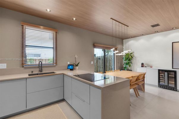 Interior, Kitchen, Pendant Lights, Recessed Lighting, Wooden Ceilings