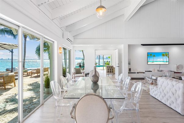 Dining room, Interior, Living room, Pendant Lights, Water, Wood Texture Flooring