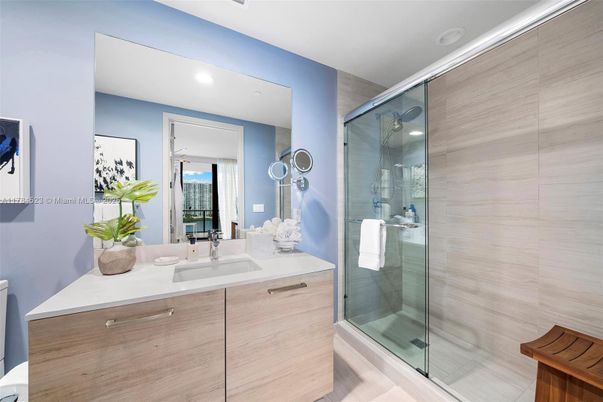 Bathroom, Glass Shower, Interior, Recessed Lighting